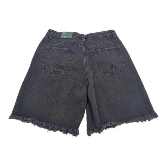 Wild Fable Women’s High-Rise Bermuda Black Wash Distressed Raw Hem Shorts - Picture 7 of 16